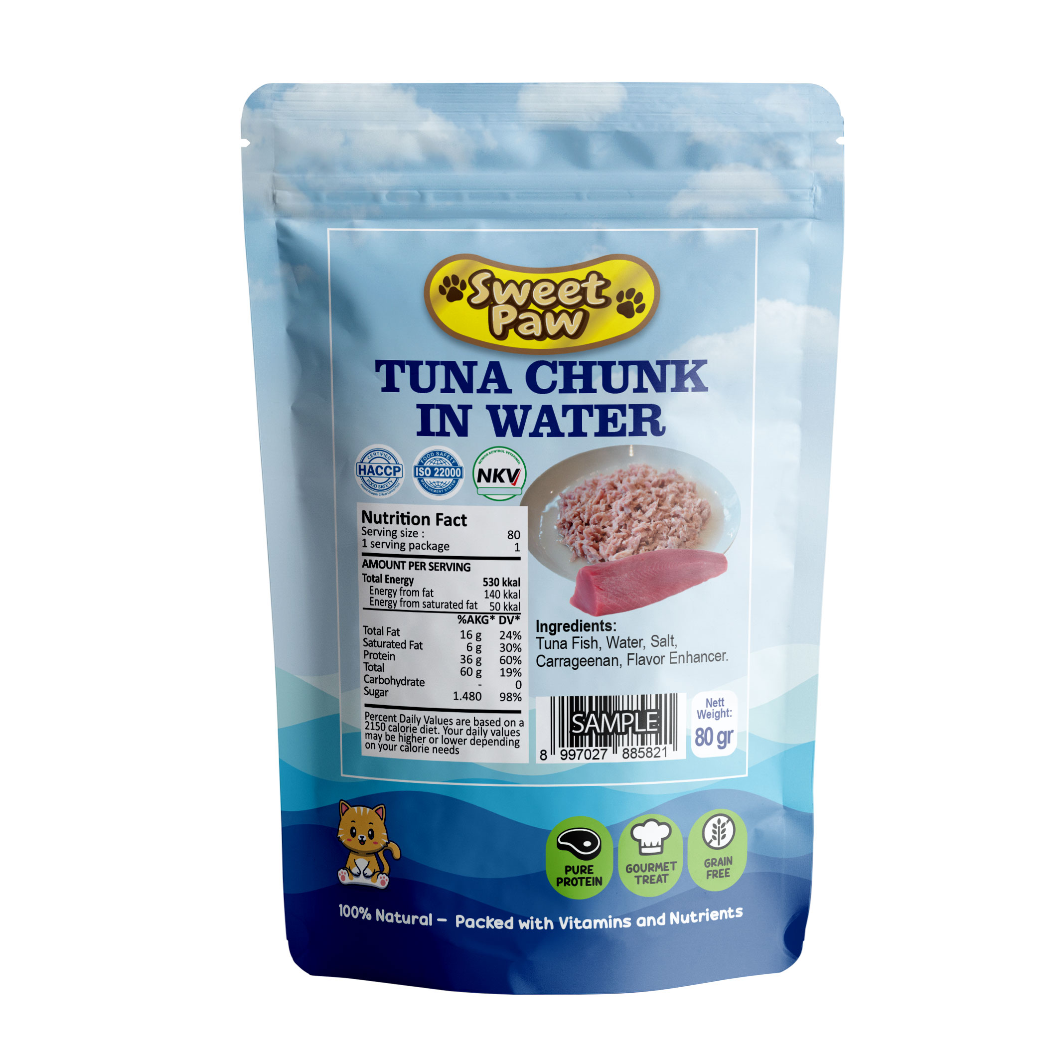 Tuna Chunk in Water SweetPaw Pouch 80 gr